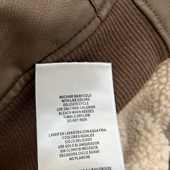 Levi’s Mens Faux Leather Sherpa Lined Aviator Bomber Jacket Size M Brown NWT - Picture 9 of 9